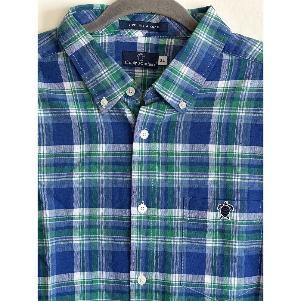 Simply Southern Shirt Men’s XL Plaid Button Down Preppy Classic